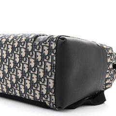 Christian Dior Oblique Jacquard Grained Calfskin Saddle Backpack With Flap
