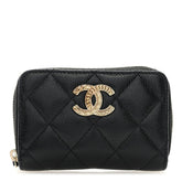 Chanel Caviar Quilted Multi Chain CC Zip Coin Purse Black