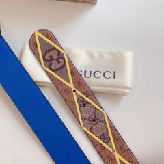 GUCCI Embellished coated-canvas and leather belt 'Brown'