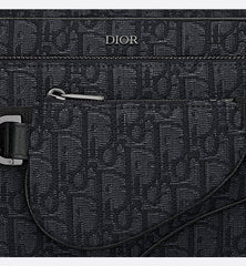 Dior Saddle Triple Pouch Beige and Black Dior Oblique Jacquard