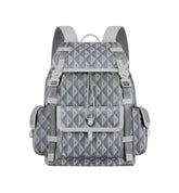 Dior Gray Coated Cotton Canvas with CD Diamond Print and Dior Gray Smooth Calfskin