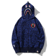BAPE Line Camo Shark Full Zip Hoodie A Bathing Ape 'Navy'