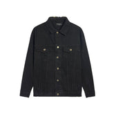 Balenciaga Black Embroidered Political Logo Denim Jacket