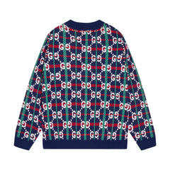 GUCCI Gg-monogram Knitted Cardigan In Blue