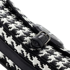 Christian Dior Bobby Flap Bag Houndstooth Embossed Calfskin East West