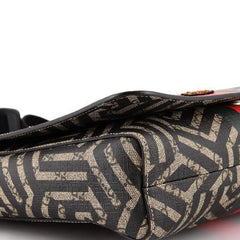 Gucci Bee Web Flap Messenger Bag Caleido GG Coated Canvas Medium