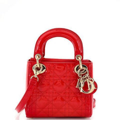 Christian Dior Lady Dior Bag Cannage Quilt Patent Mini
