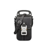 Saddle Vertical Pouch with Strap Black Dior Oblique Jacquard with Black Grained Calfskin