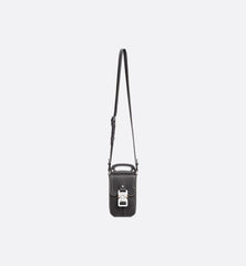 Saddle Vertical Pouch with Strap Black Dior Oblique Jacquard with Black Grained Calfskin