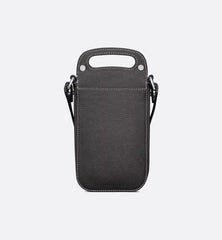 Saddle Vertical Pouch with Strap Black Dior Oblique Jacquard with Black Grained Calfskin