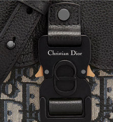 Saddle Vertical Pouch with Strap Beige and Black Dior Oblique Jacquard with Black Grained Calfskin