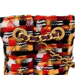 Chanel Tweed Quilted Small CC Chain Bucket Backpack Multicolor