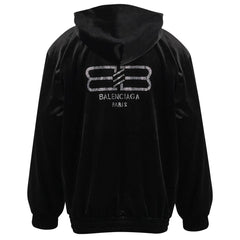 Balenciaga rhinestone-logo zipped hoodie