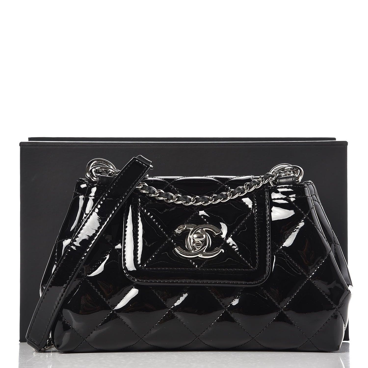 Chanel Patent Quilted Coco Shine Small Accordion Flap Black
