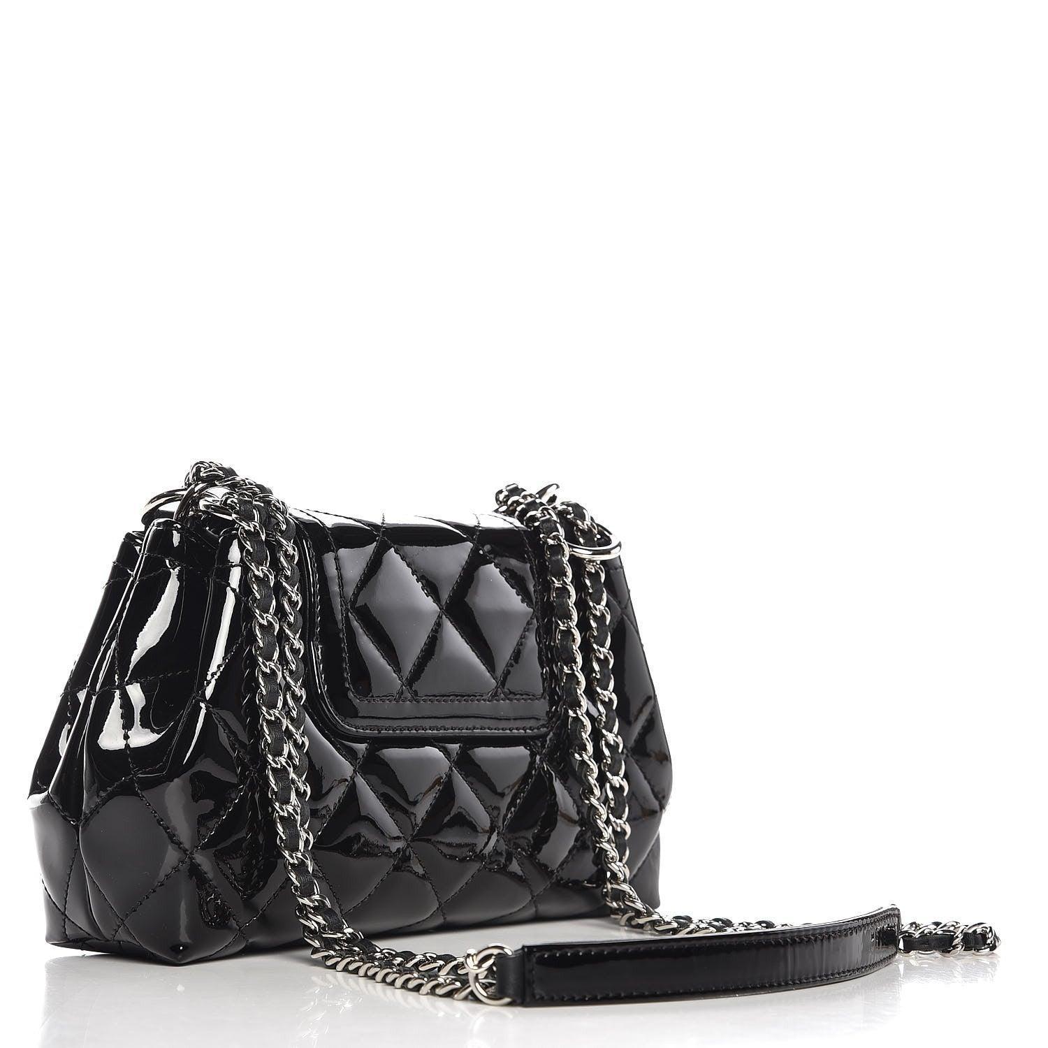Chanel Patent Quilted Coco Shine Small Accordion Flap Black