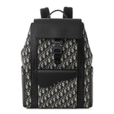 Christian Dior Oblique Jacquard Grained Calfskin Saddle Backpack With Flap