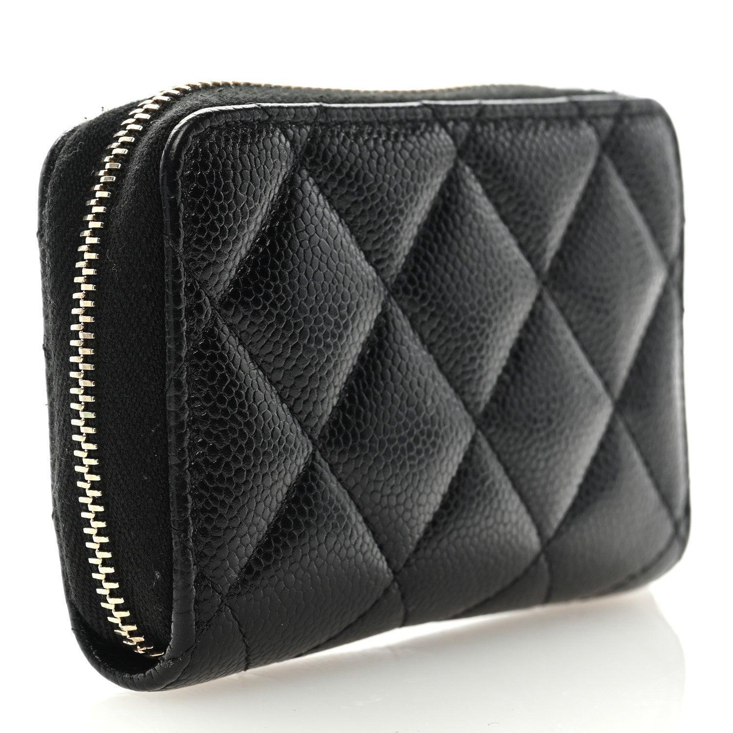 Chanel Caviar Quilted Multi Chain CC Zip Coin Purse Black