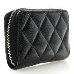 Chanel Caviar Quilted Multi Chain CC Zip Coin Purse Black