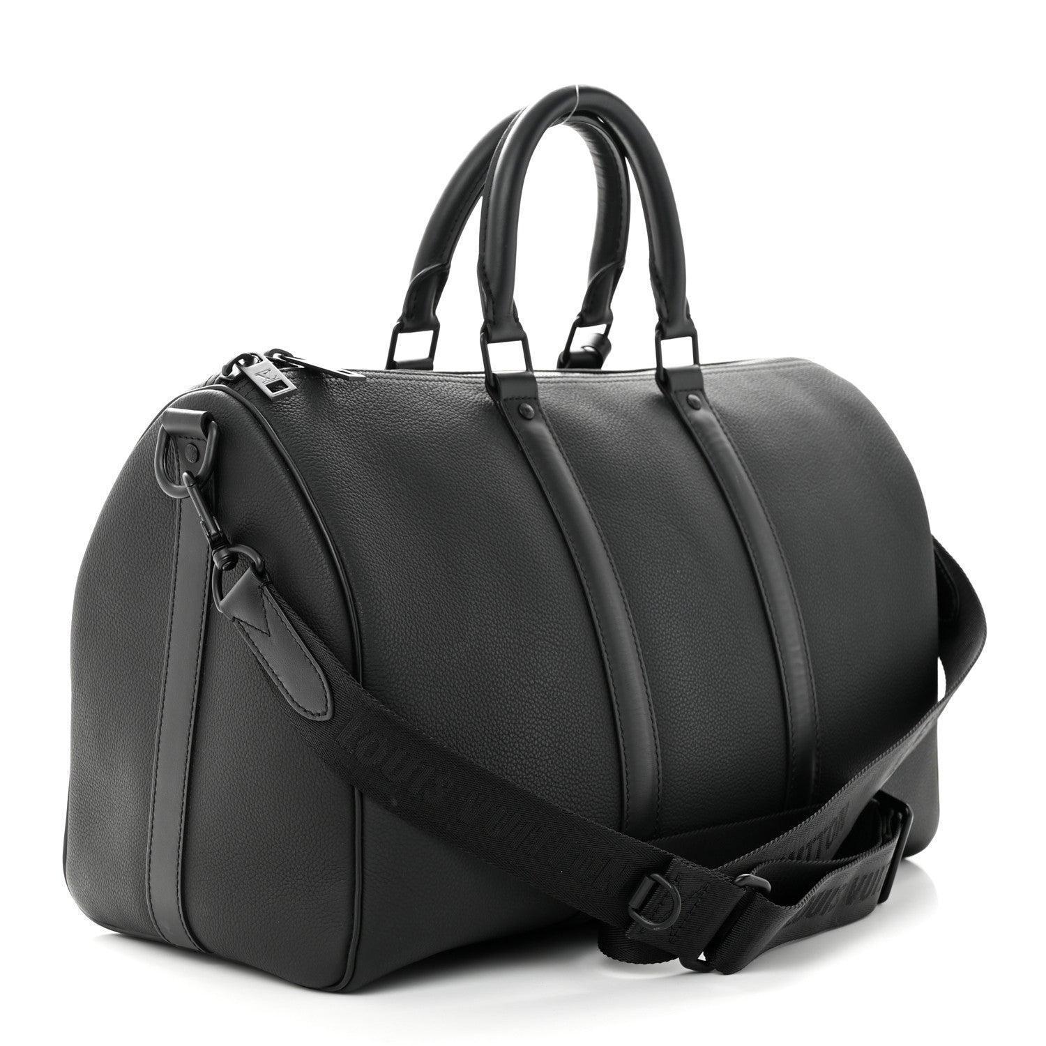 Louis Vuitton Grained Calfskin Aerogram Keepall Bandouliere 40 Black
