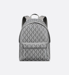 Dior Rider Zipped Backpack Grey Coated Cotton Canvas with CD Diamond Print