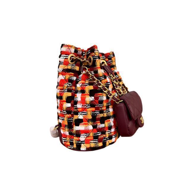 Chanel Tweed Quilted Small CC Chain Bucket Backpack Multicolor