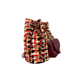 Chanel Tweed Quilted Small CC Chain Bucket Backpack Multicolor