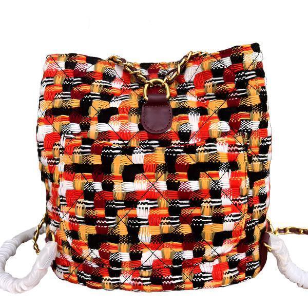 Chanel Tweed Quilted Small CC Chain Bucket Backpack Multicolor