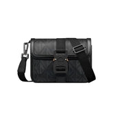 Mini Dior Hit the Road Messenger Bag with Flap Black Coated Cotton Canvas with CD Diamond Print