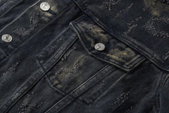 Balenciaga Oversized Distressed Denim Jacket - Black