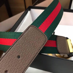 Gucci GG Marmont Web Belt Canvas and Leather 'Green/Red'