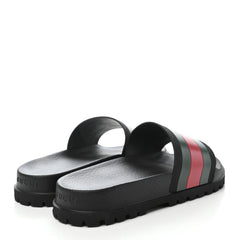 Gucci Rubber Web Mens Lug Sole Slide Sandals Black Green Red