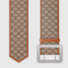 GUCCI Embellished coated-canvas and leather Women belt 'Beige'