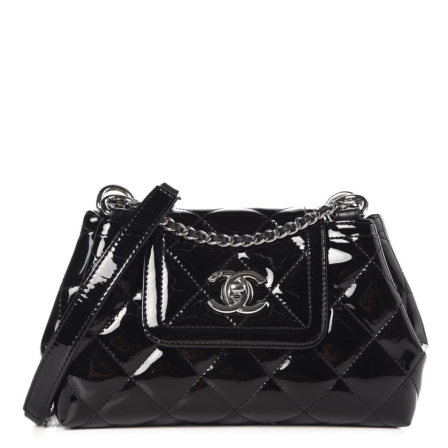 Chanel Patent Quilted Coco Shine Small Accordion Flap Black