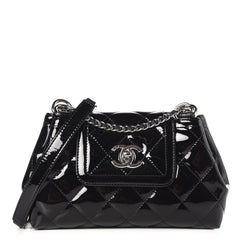 Chanel Patent Quilted Coco Shine Small Accordion Flap Black