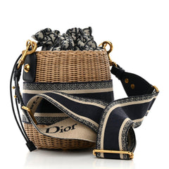 Christian Dior Wicker Oblique Drawstring Bucket Bag