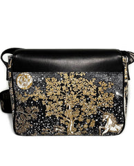 Dior Messenger Bag Regular Dior Messenger Bag Black calfskin, cotton canvas and linen with gold Magica print