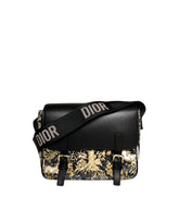 Dior Messenger Bag Regular Dior Messenger Bag Black calfskin, cotton canvas and linen with gold Magica print