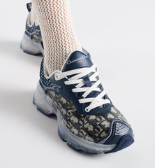Luxury Dior Runner – Gray Oblique Mesh & Clear Sole
