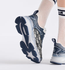 Luxury Dior Runner – Gray Oblique Mesh & Clear Sole