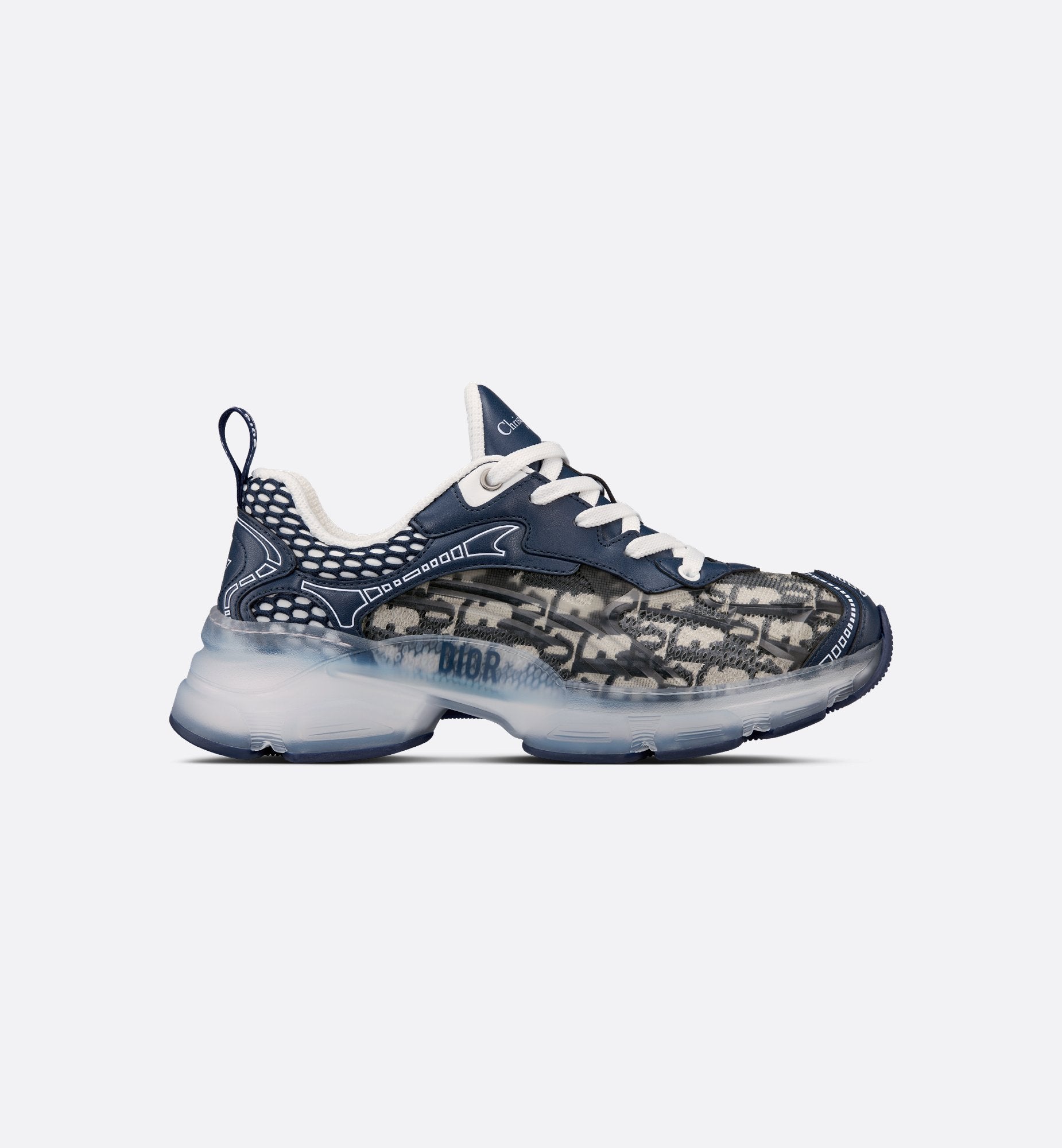 Luxury Dior Runner – Gray Oblique Mesh & Clear Sole