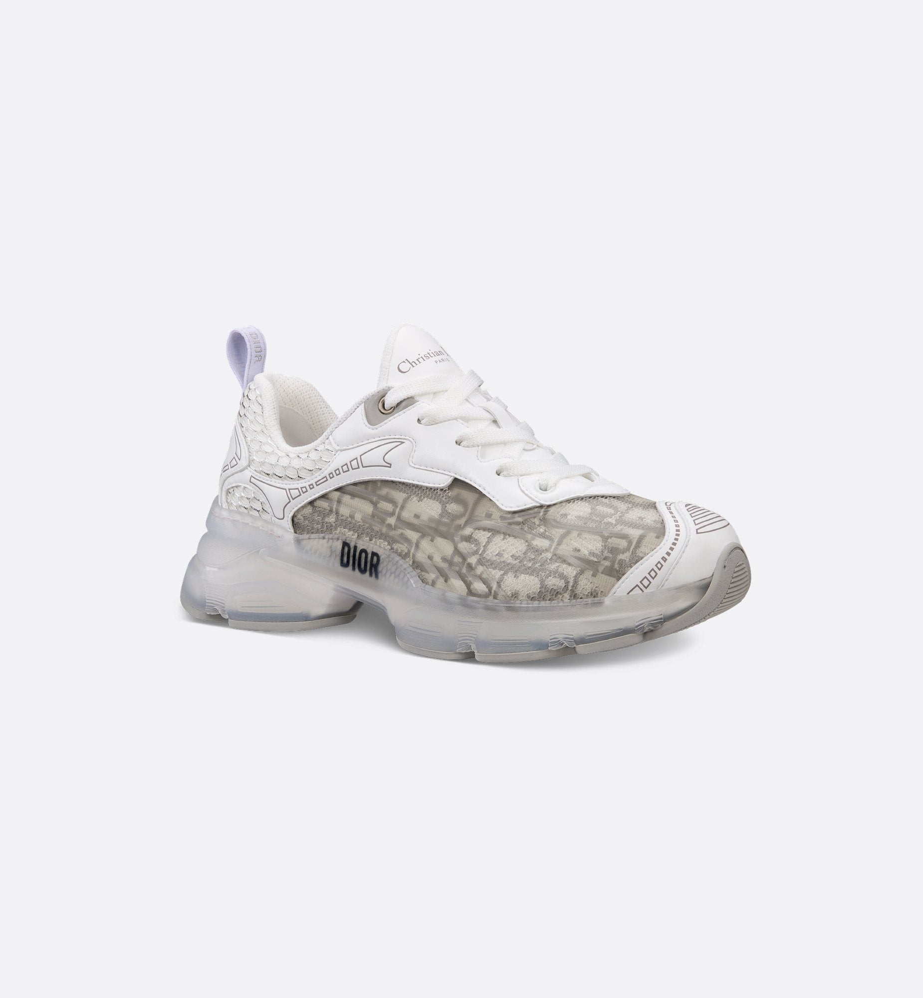 Luxury Dior Runner – Gray Oblique Mesh & Clear Sole