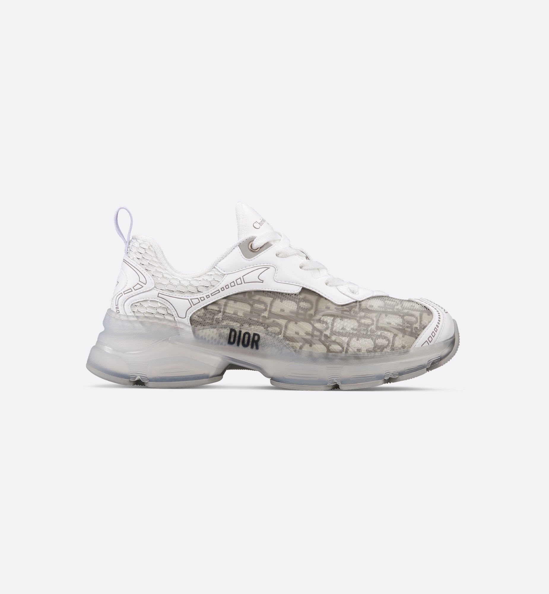 Luxury Dior Runner – Gray Oblique Mesh & Clear Sole