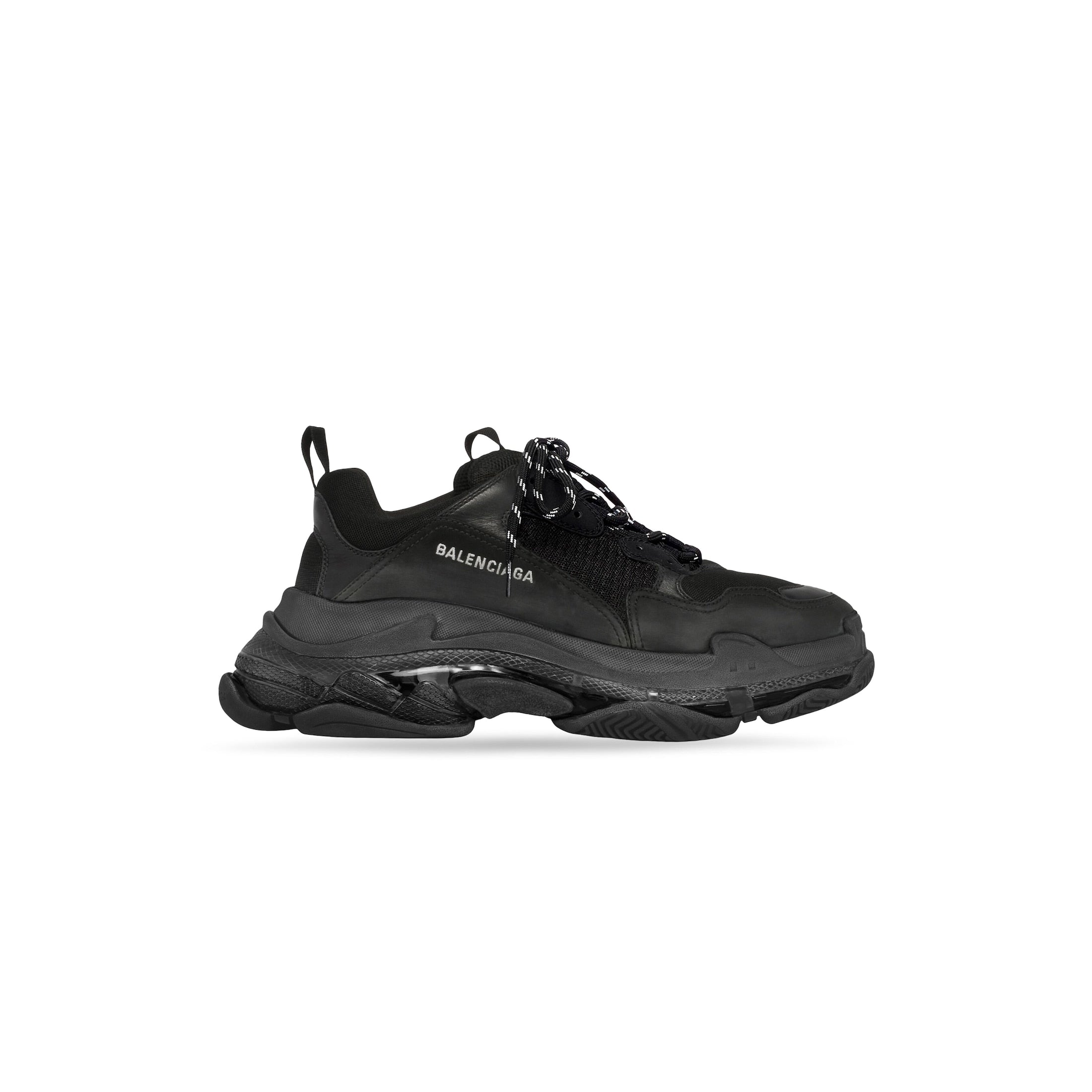 MEN'S TRIPLE S CLEAR SOLE SNEAKER IN BLACK - SpinServe