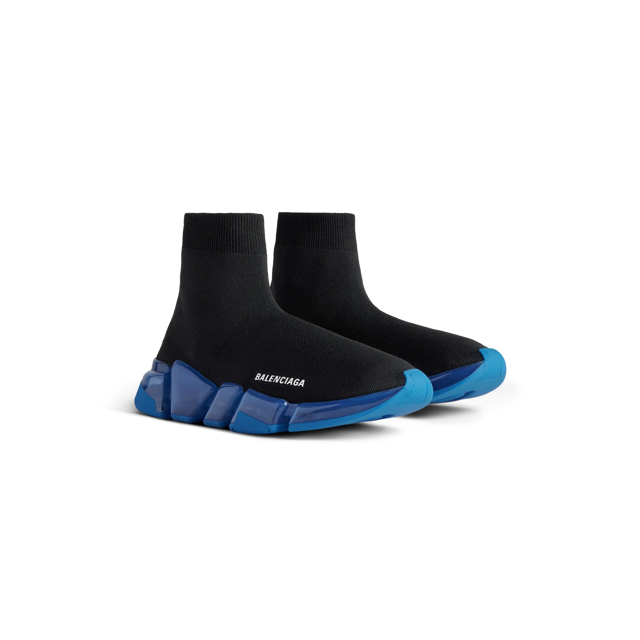 MEN'S SPEED 2.0 FULL CLEAR SOLE RECYCLED KNIT SNEAKER IN BLACK/BLUE - SpinServe