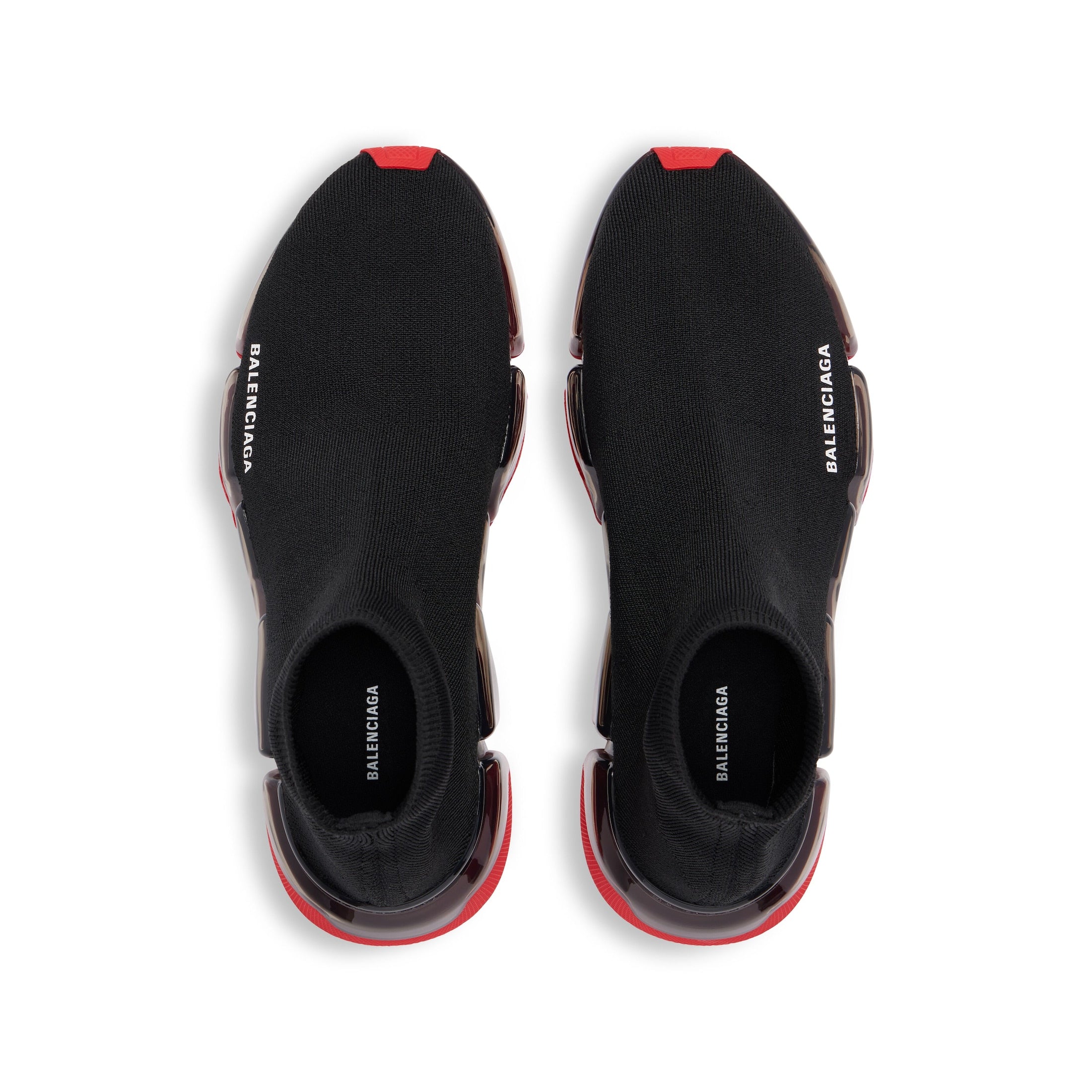 MEN'S SPEED 2.0 FULL CLEAR SOLE RECYCLED KNIT SNEAKER IN BLACK/RED - SpinServe