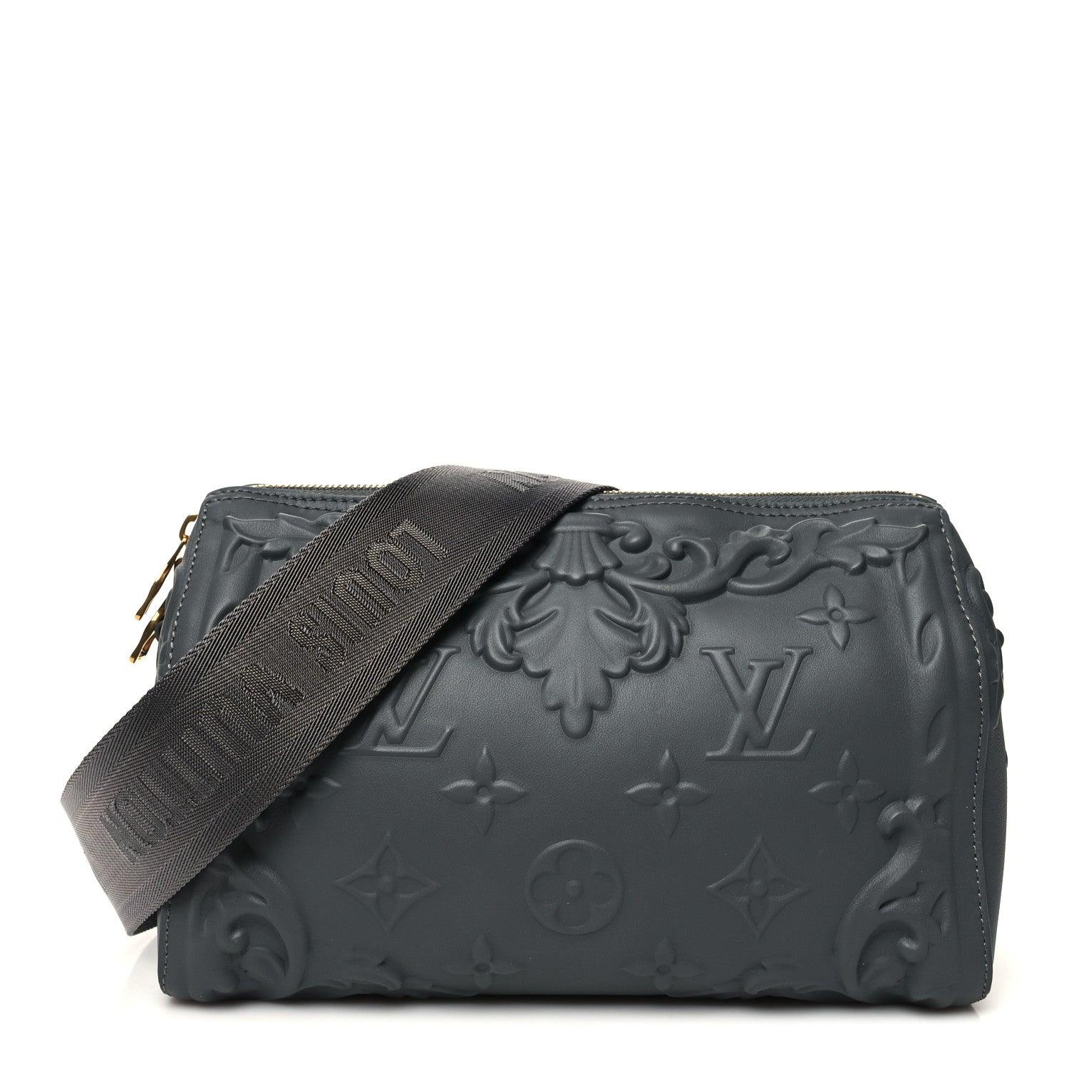 Louis Vuitton Calfskin Debossed Monogram Versailles City Keepall Dark Shadow Grey