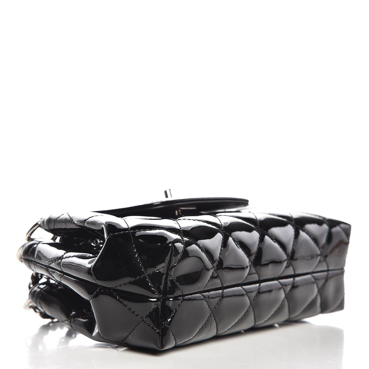 Chanel Patent Quilted Coco Shine Small Accordion Flap Black