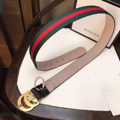 Gucci GG Marmont Web Belt Canvas and Leather 'Green/Red'