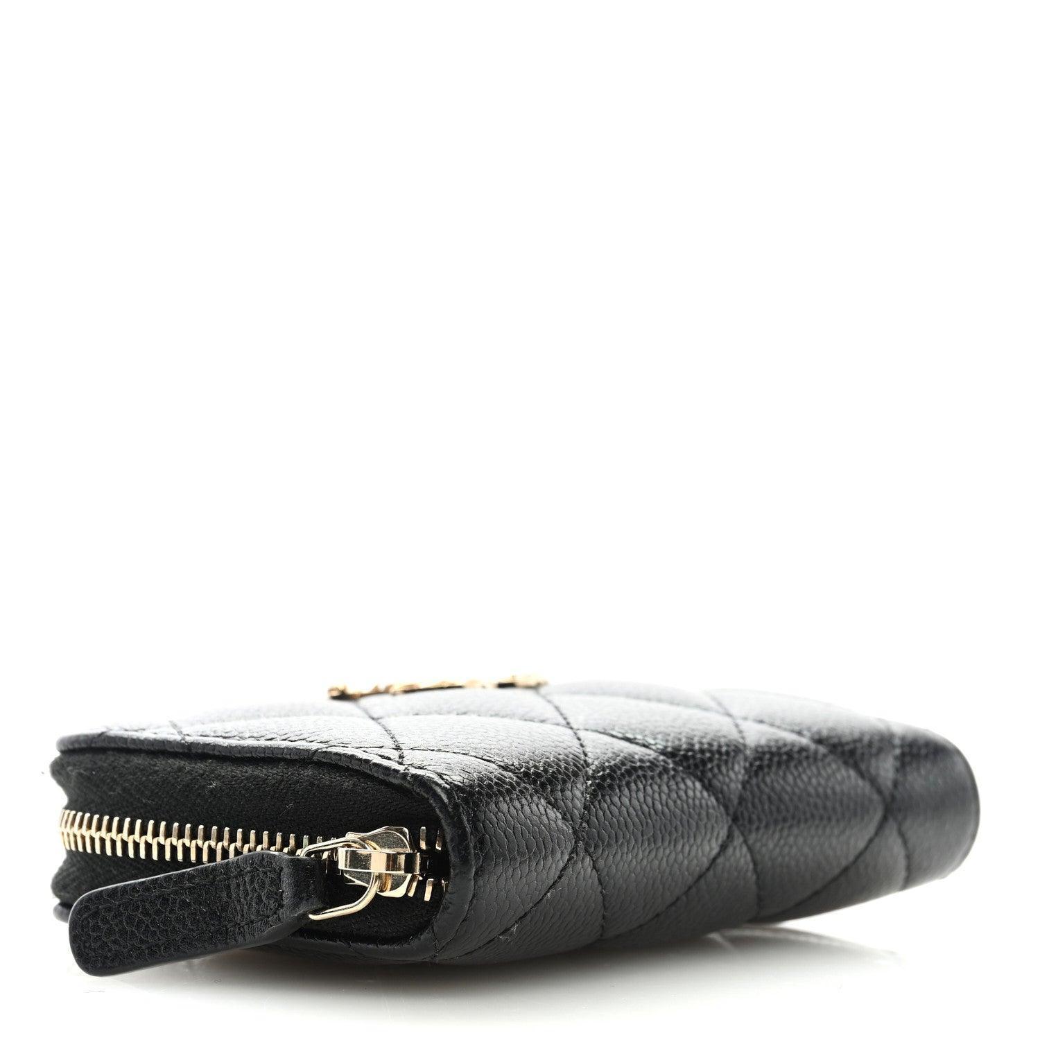 Chanel Caviar Quilted Multi Chain CC Zip Coin Purse Black