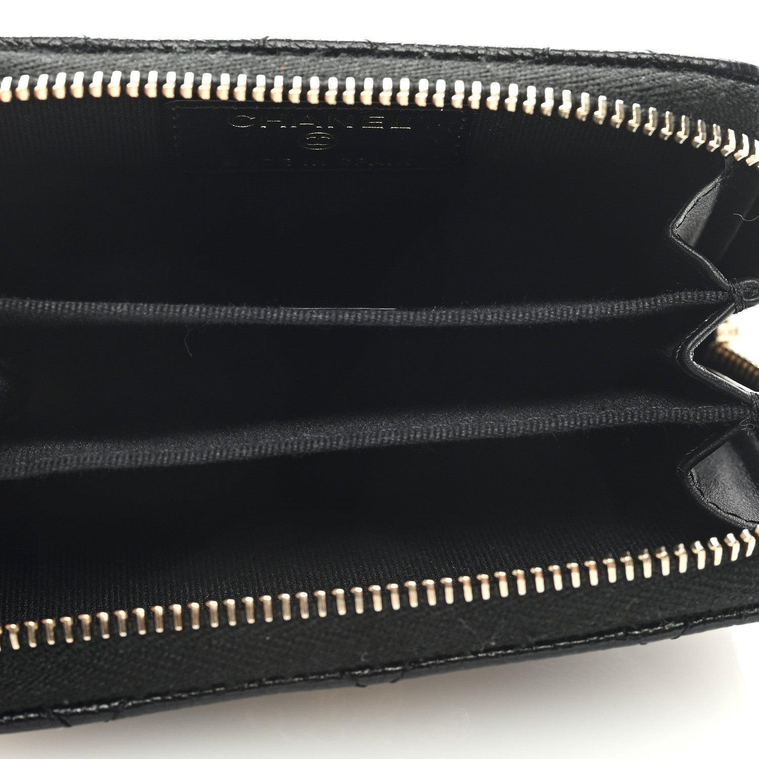 Chanel Caviar Quilted Multi Chain CC Zip Coin Purse Black